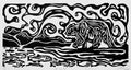 Little Auke Bear — Woodblock Print, Ink on Paper, 17"×9"