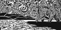 Auke Bear — Woodblock Print, Ink on Paper, 96"×48"