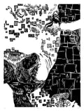 "Block Cow" — Woodblock Print, Ink on Paper, 20"×27"