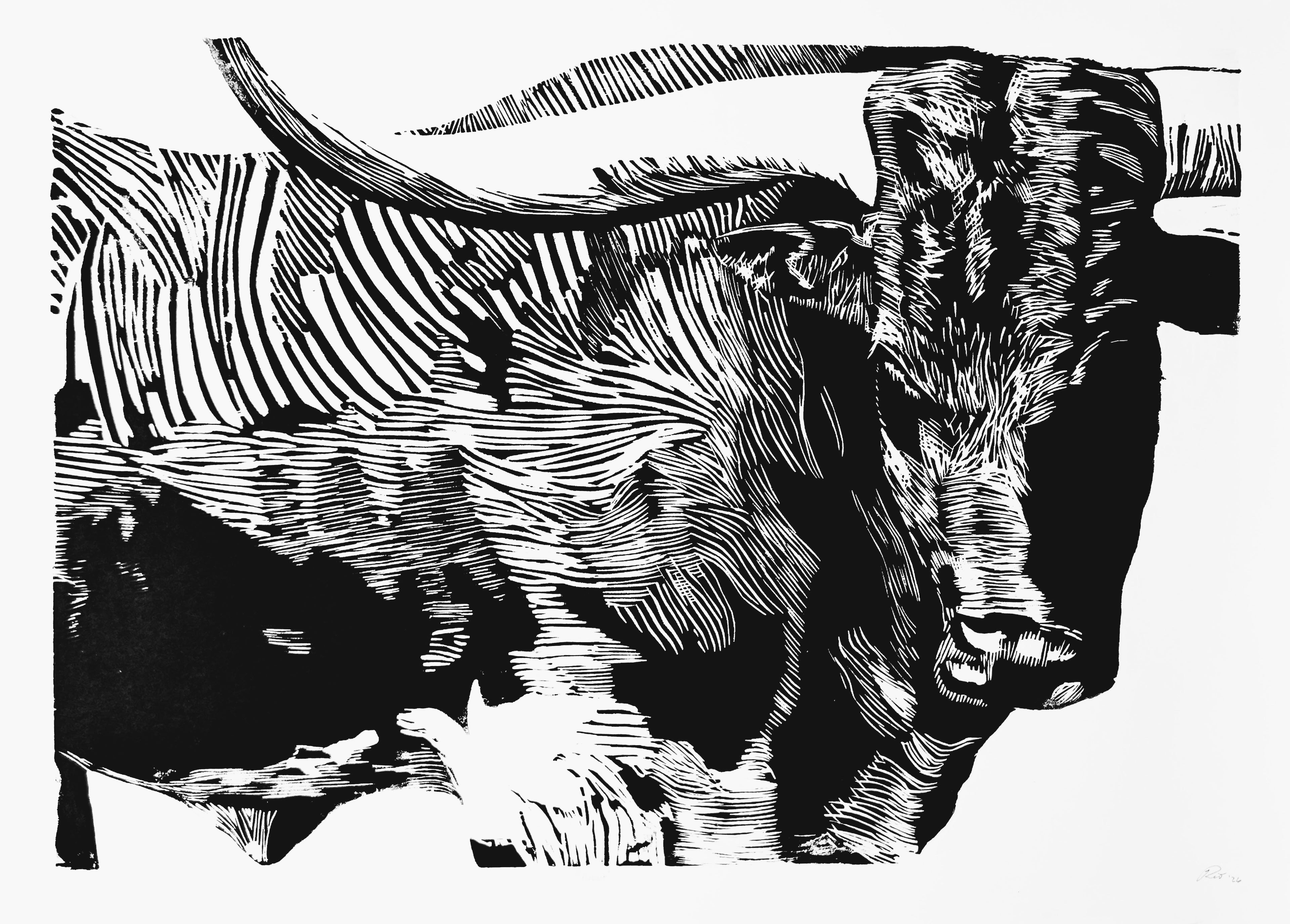 "Hobart" — Woodblock Print, Ink on Paper, 30"×21"