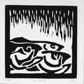 "Little Auke Fish" — Woodblock Print, Ink on Paper, 6"×6"