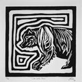 "Little Walk Bear" — Woodblock Print, Ink on Paper, 6"×6"