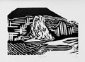 "Nugget Falls" — Woodblock Print, Ink on Paper, 9"×6"
